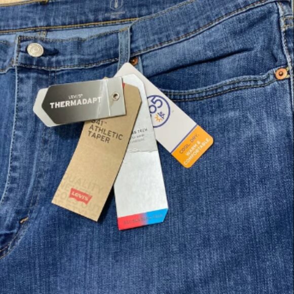 LEVI'S 541 Men’s Athletic Taper Stretch Blue Denim Jeans Size 39x30 - Picture 6 of 8
